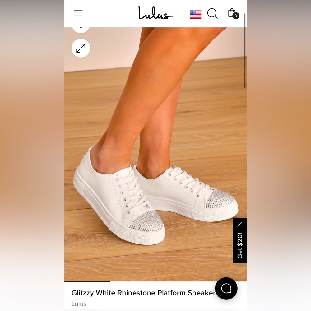 Lulus White rhinestone platform sneaker tennis shoes